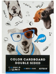 Картон кольоровий двосторонній Kite Dogs, 10 аркушів
