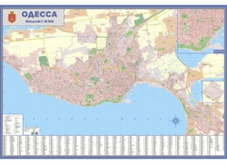 Настінна карта Одеси 158х108 см, картон на планках