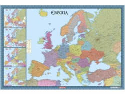 Карта Європи з історичними врізками 158х108 см, картон