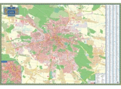 Настінна карта Львова 108х158 см, картон на планках