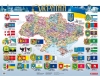 Мала настінна/настільна карта України з гербами 67х44 см, ламінована