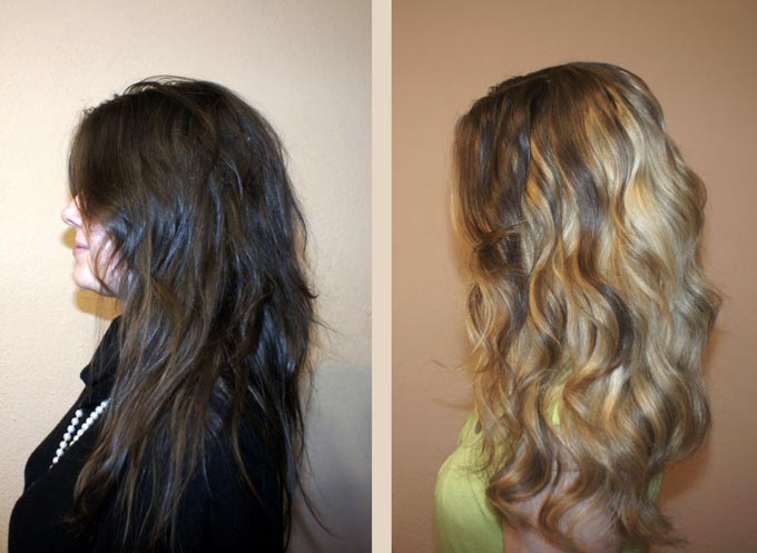 Брондирование волос до и после