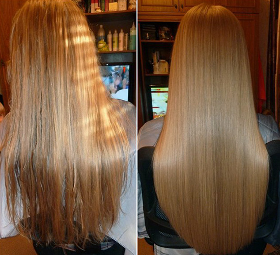 Ламинирование волос фото до и после