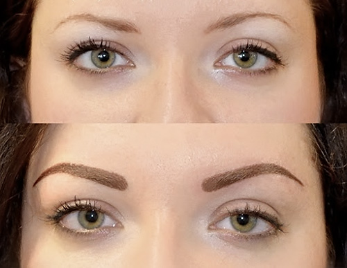 Перманентный макияж бровей до и после